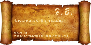 Havancsák Barnabás névjegykártya