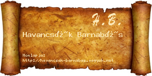 Havancsák Barnabás névjegykártya